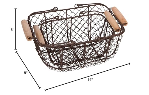 Trademark Innovations Wire Nesting Egg Baskets with Wooden Handles - Vintage Style (Set of 2)