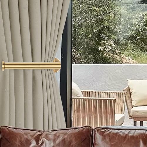 Adhesive Curtain Holdbacks, Stainless Steel Wall Hooks for Drapes, 2 Pack