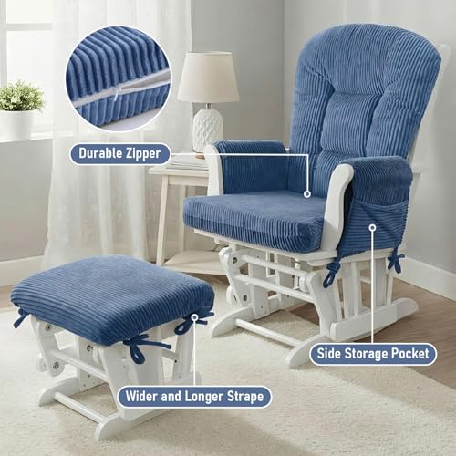 5-Piece Glider Rocker Replacement Cushion Set with Ottoman & Side Pockets