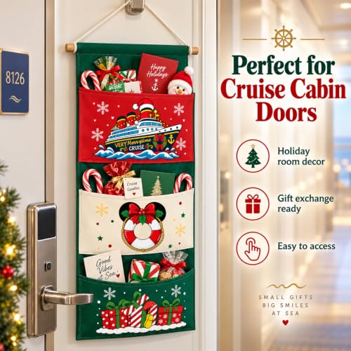 Magopera Green Christmas Fish Extender Door Hanger for DCL Gift Exchange - Festive Cabin Organizer with Pockets