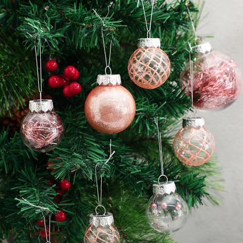Civaner Rose Gold Christmas Ornament Set - 43 Shatterproof Plastic Balls, Holiday Decor