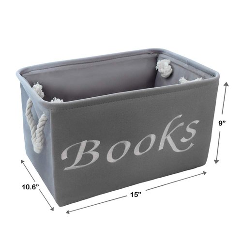 Modern Designs Pro Embroidered Tote Bin - Storage Basket for Nursery - Large Storage Box - Organizing Bedroom, Closet, Classroom (Book Bin)