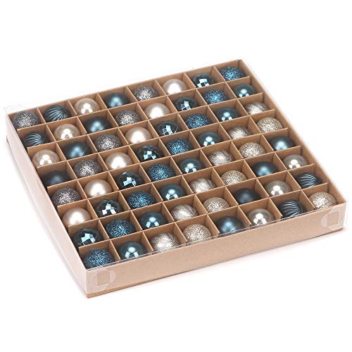 Sea Team 64-Pack Mini Christmas Ornaments 1.18 Inch Stone Blue Champagne