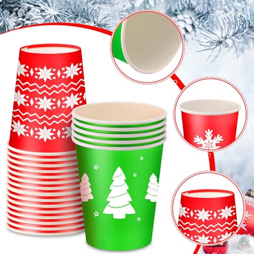 Maxcheck 300 Pieces 8oz Christmas Disposable Coffee Cups Holiday Party Drinkware