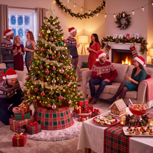24'' Christmas Tree Collar Red Green Tartan Velvet – Teyva Daily (Red Green)