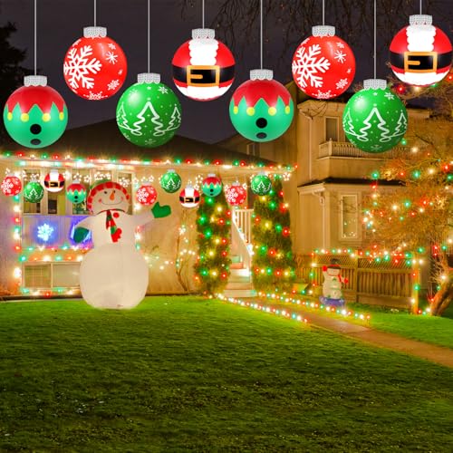 YOTNUS 9-Inch Large Inflatable Christmas Balls, 24 Pcs with Front Porch Holiday Patterns