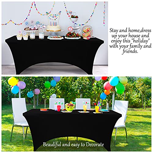 6ft Stretch Spandex Fitted Tablecloth - Wrinkle-Free Rectangle Table Cover