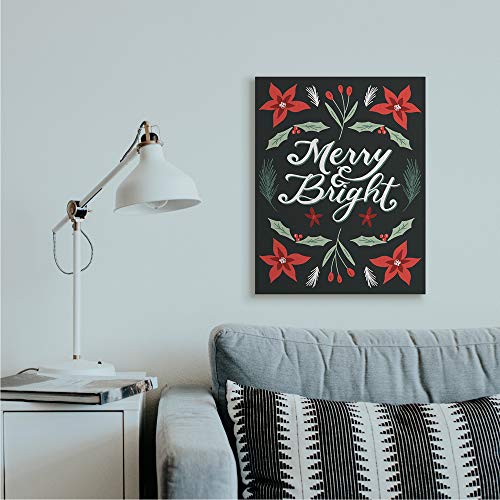 Stupell Merry and Bright Christmas Poinsettia Canvas Art - 24 x 30 Unframed Wrapped