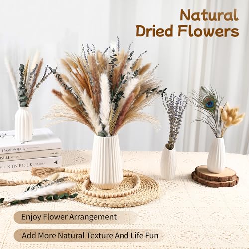 Dried Pampas Grass Bouquet, 92 Pcs 11-13 Inch Small Boho Flowers for Vase Filler