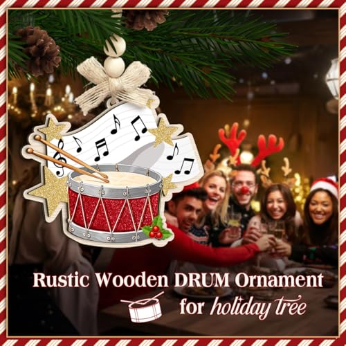 Red Drum Christmas Ornament - Wooden Drummer Ornament for Christmas Tree