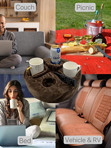 Couch Cup Holder Pillow & Sofa Tray Organizer Caddy for Drinks & Remotes