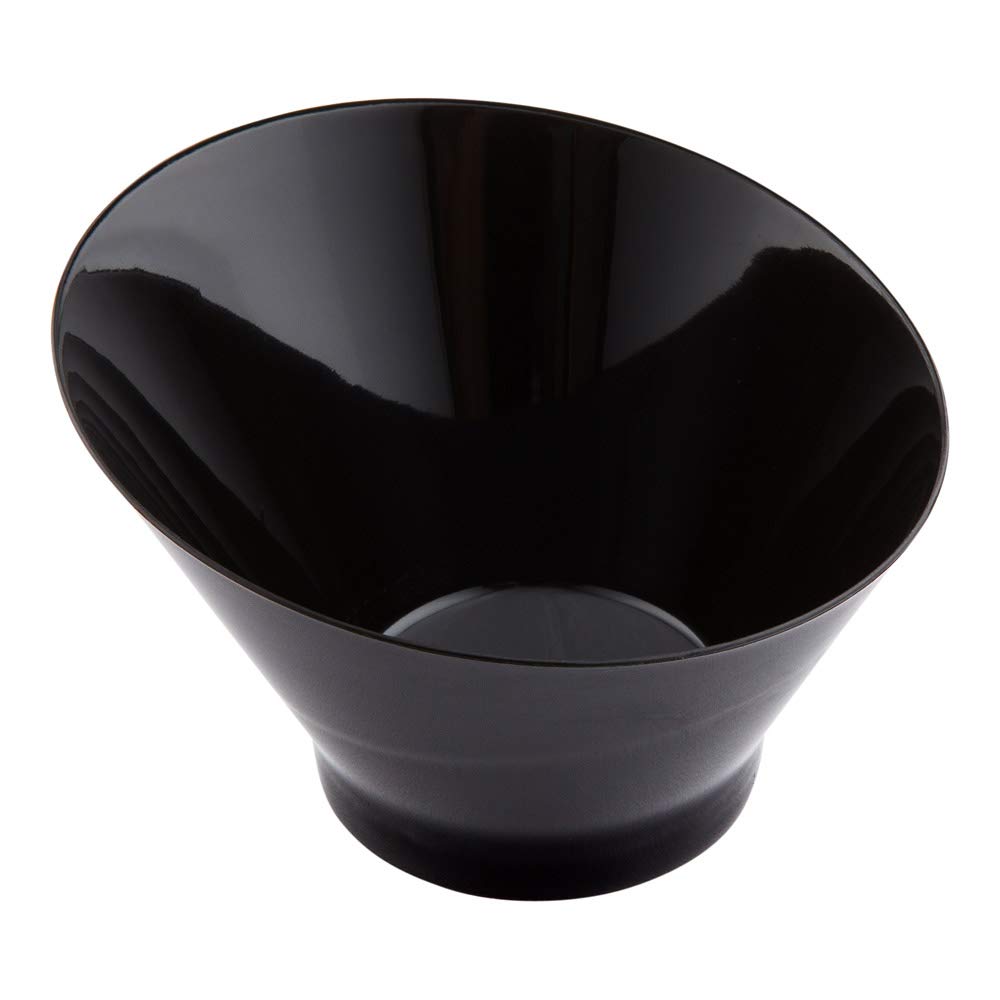 Restaurantware 7 Ounce Plastic Serving Bowls 100 Round Incline Bowls - Disposable Sturdy Black Plastic Round Bowls Unique Design For Soups Appetizers Or Desserts
