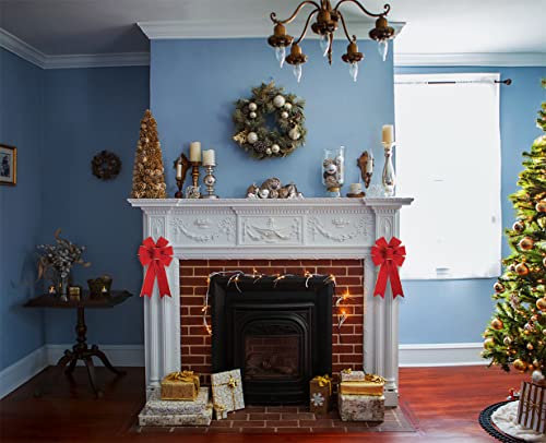 Hying Velvet Christmas Bow Set - Red Wreath & Tree Topper Decorations