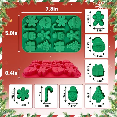 Christmas Silicone Mold 2PCS for Chocolates, Candies, Cookies & Crafts