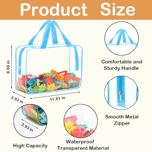 4-Pack Clear Toy Storage Bags with Zipper, Waterproof Organizer for Puzzles