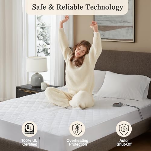 Heated Mattress Pad - 20 Heat Settings, Cotton, King Size