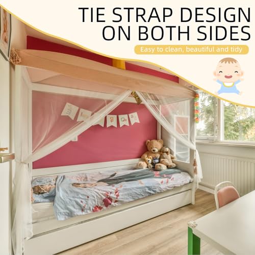 White Rectangular Bed Canopy Mosquito Net - 75 x 35.5 x 60 Inch Fine Mesh