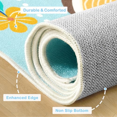 Large Classroom Area Rug 7.6x12 Ft - Non-Slip Geometric Seating Carpet