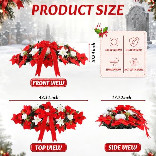 Giegxin Xmas Cemetery Flower Saddle for Grave Decoration, Red, Large