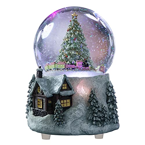 Automatic Revolving Train Musical Snow Globe with LED Lights - 4 Inch