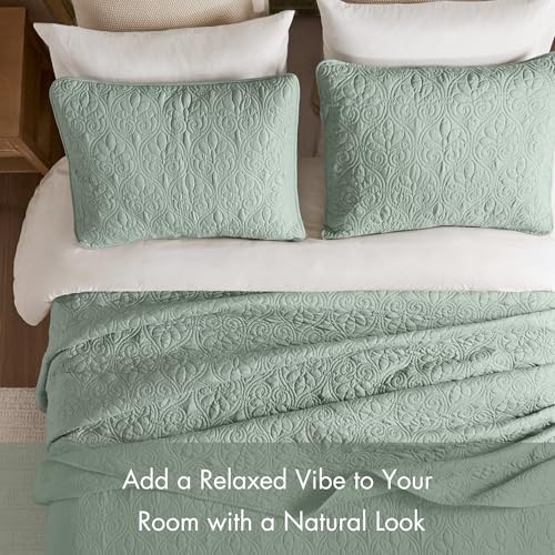 Madison Park King Quilt Bedding Set - Reversible 3-Piece Bedspread, Seafoam
