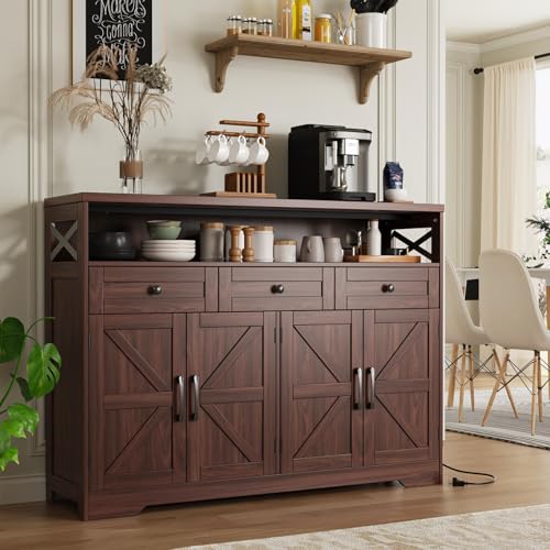 51" Farmhouse Buffet Sideboard with Storage, Coffee Bar Cabinet & Drawers