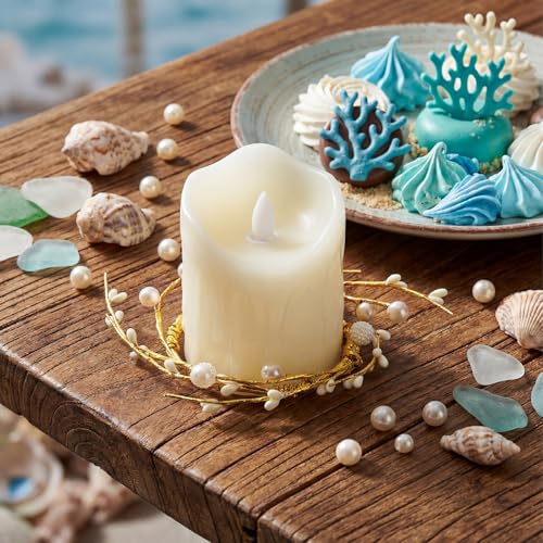 Set of 2 Pearl White Berry Candle Rings for 3.9 Inch Candles