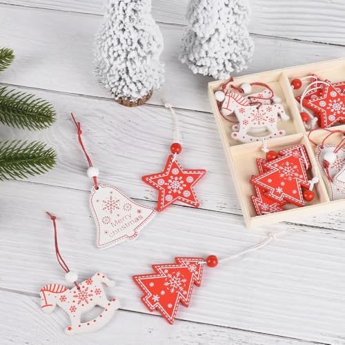 12pcs Wooden Christmas Ornaments Set for Holiday Tree Decor