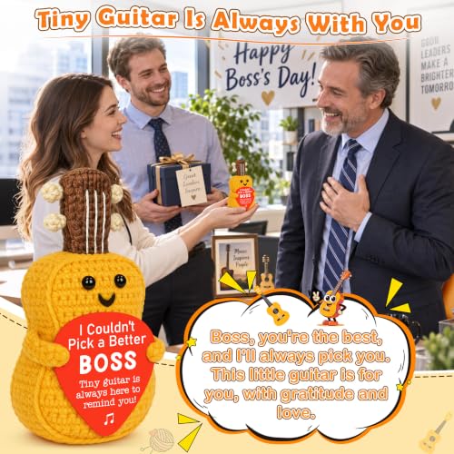 Boss Gift for Men Women - Handmade Crochet Guitar Appreciation Keepsake
