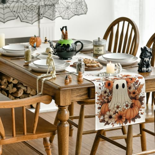 Artoid Mode 13x120 Inch Halloween Table Runner Beige Home Party Decor