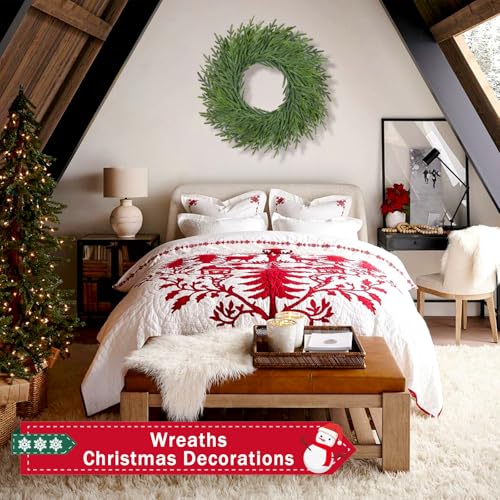 26-Inch Artificial Pine and Cedar Christmas Wreath for Front Door Decor