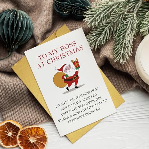 Qiliji Boss Christmas Card Bosses Funny Holiday Card with Inside Message - Boss Christmas Variation