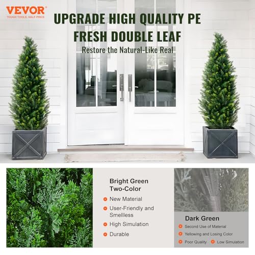 48-Inch Artificial Cedar Topiary Trees, 2-Pack UV-Resistant Faux Plants