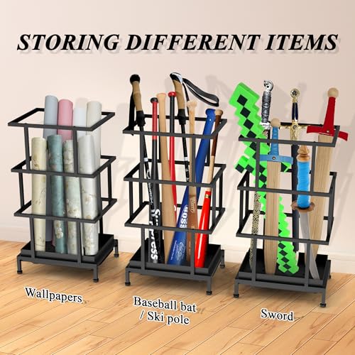 Metal Umbrella Stand for Entryway with Drip Tray and Adjustable Feet