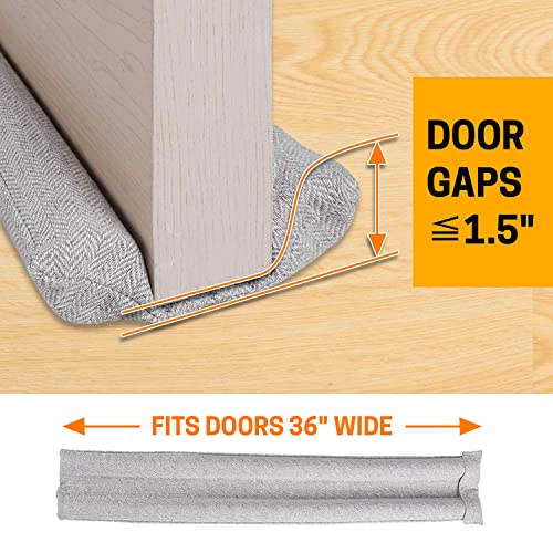 36-Inch Double Sided Under Door Draft Stopper - Machine Washable Noise Blocker