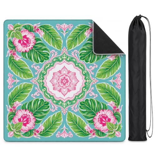 Floral Mahjong Table Mat 31.5" x 31.5" Anti-Slip Noise-Reducing Play Surface