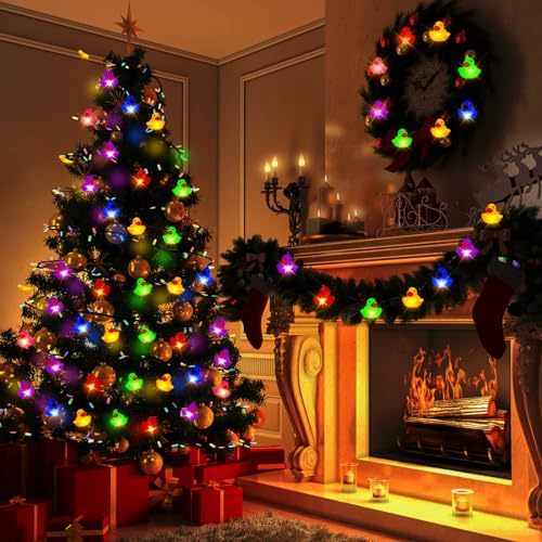 Deekin Colorful Rubber Duck String Lights - Battery Operated Duck Lights, 9.8ft, Multicolored, 1 Pack