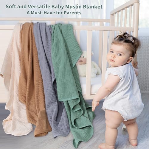 Muslin Swaddle Blankets for Newborns, 100% Cotton 41x41" (2-Pack)