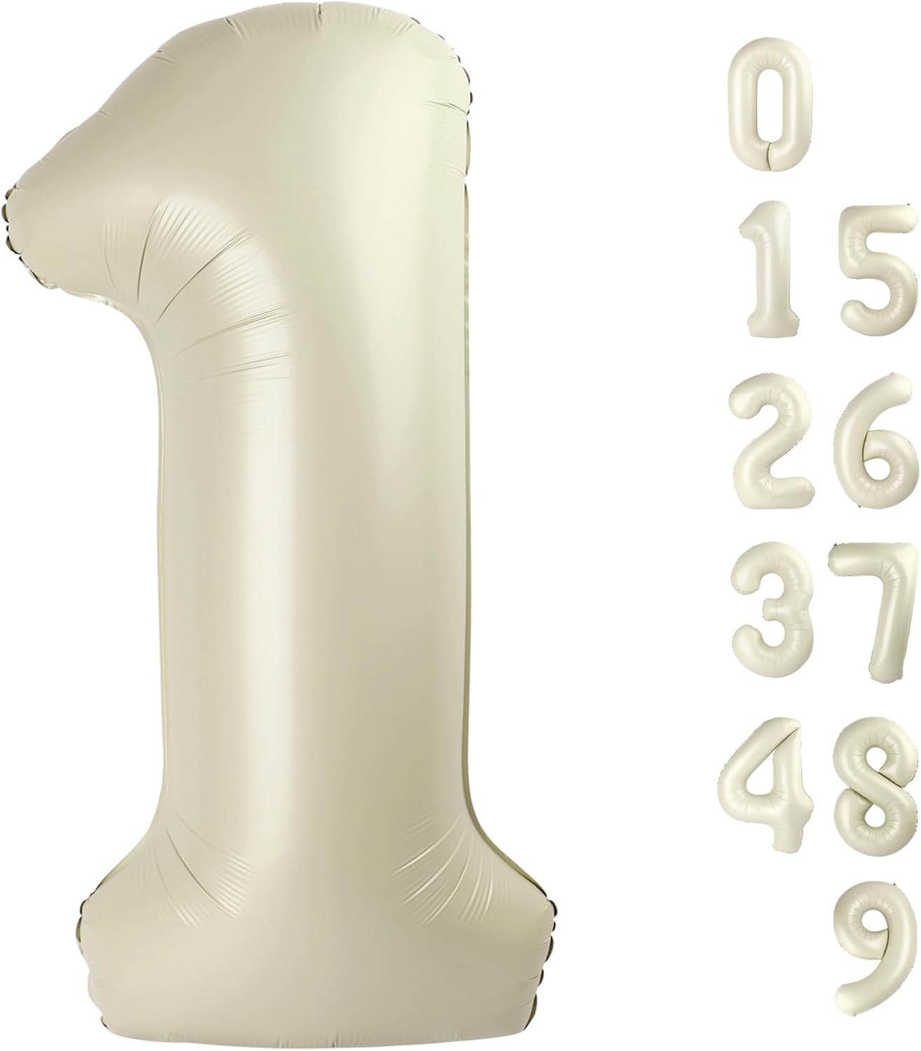 Number Balloons - 40 Inch 1 Balloon for 1st Birthday Party Decorations | Cream White