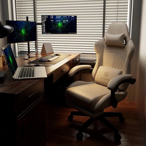 Ergonomic Gaming Chair with Bluetooth Speakers, Footrest, and Reclining