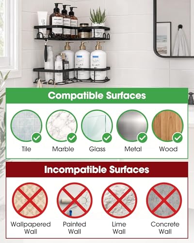 Corner Shower Caddy 2-Pack Rustproof Stainless Steel Shelves