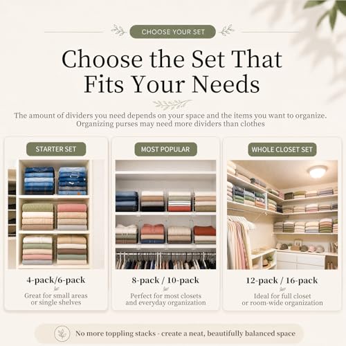 Clear Acrylic Shelf Dividers for Closet Purse and Handbag Storage 8 Pack