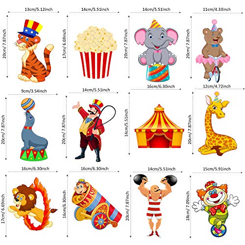 24-Piece Circus Theme Carnival Party Decorations with Glue Points