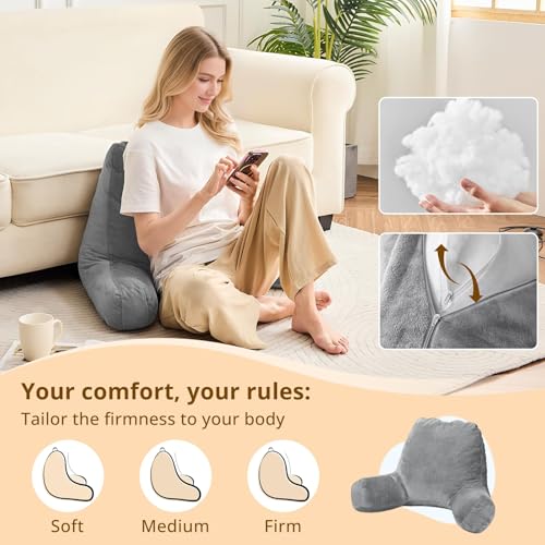 Sasttie 18" Reading Pillow for Bed with Arms - Backrest Support Cushion