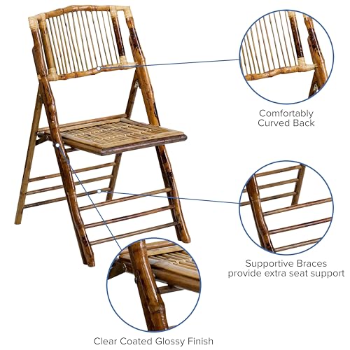 Bohemian Bamboo Folding Chairs, Set of 4, Commercial Grade Event Seating
