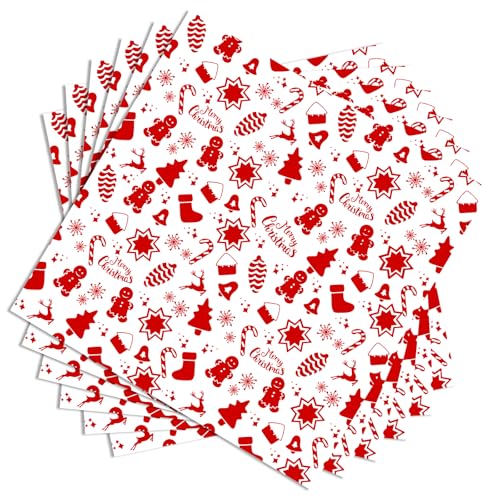 Ocmoiy Christmas Wax Paper Sheets 10x10 Inches Red Christmas Pattern 100 Pack