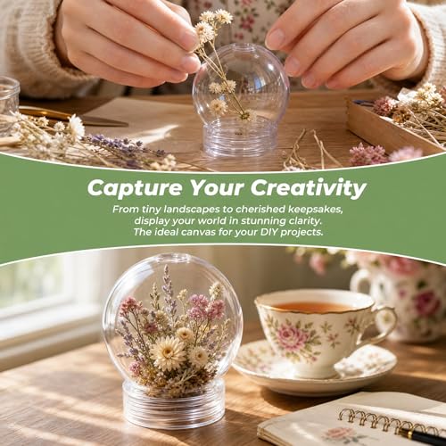 15 Pack DIY Clear Plastic Water Globes, Refillable Craft Kits for Kids