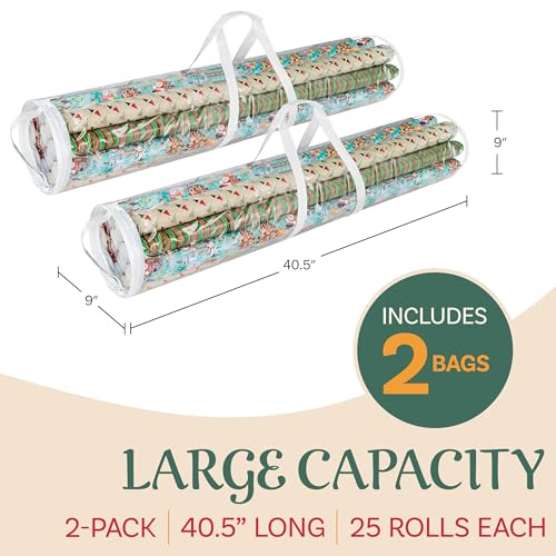 Clear Wrapping Paper Storage Bags Set of 2 Extra-Long Organizers