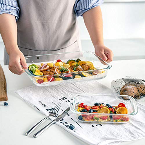 8-Piece Deep Glass Baking Dish Set with Lids - Rectangular Casserole Pans
