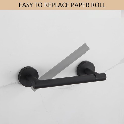 BGL Toilet Paper Holder - Matte Black Wall Mount | Durable SUS 304 Stainless Steel, Double Post Design